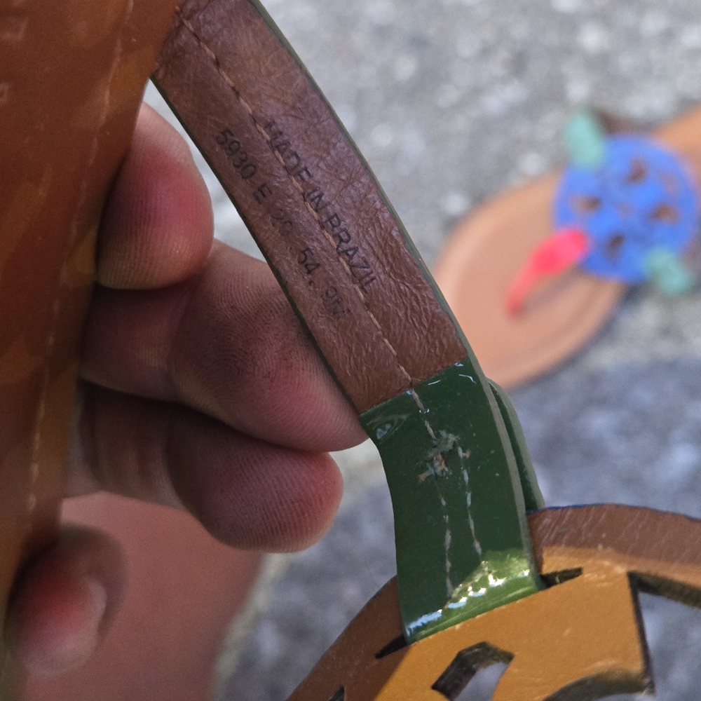 Tory Burch Brown Sandals with Blue and Green Accents - Picture 4 of 7